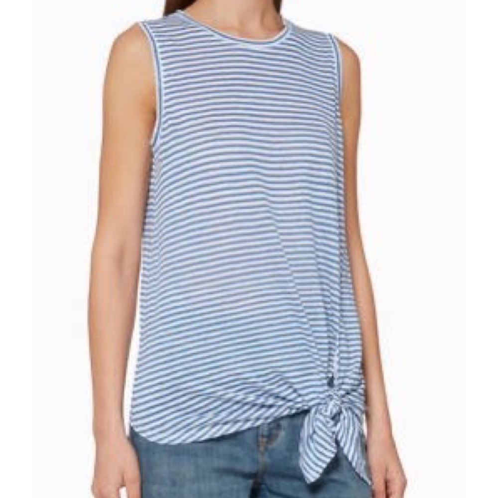 Banana Republic Linen Tie-Front Striped Tank-Top
